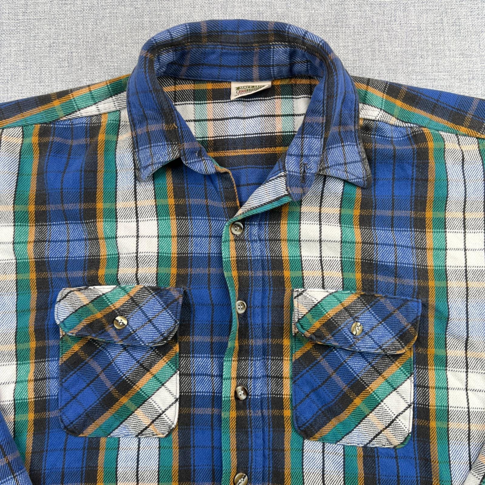 90s FIVE BROTHER flannel shirt GRN× BLK Vintage Five Brothers Heavyweight Plaid Flannel Shirt Men's