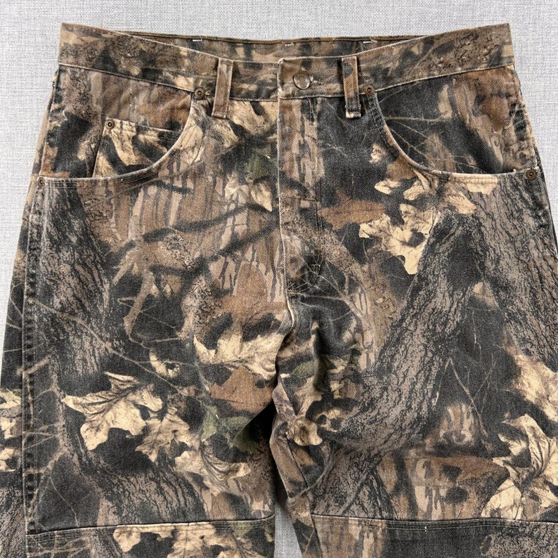 VTG 90s Wrangler Double Knee Camo Jeans Men 34x30 Made in USA Hunting Streetwear image 9
