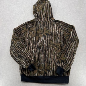 VTG Y2K Cabelas Treebark Hooded Camo Fleece Jacket Men XXL Mossy Oak Hunting USA image 2