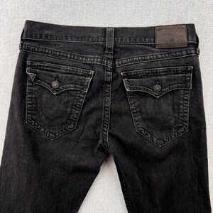 True Religion Ricky Relaxed Straight Jeans Mens 36x31 Black USA Made Denim Flaps image 10