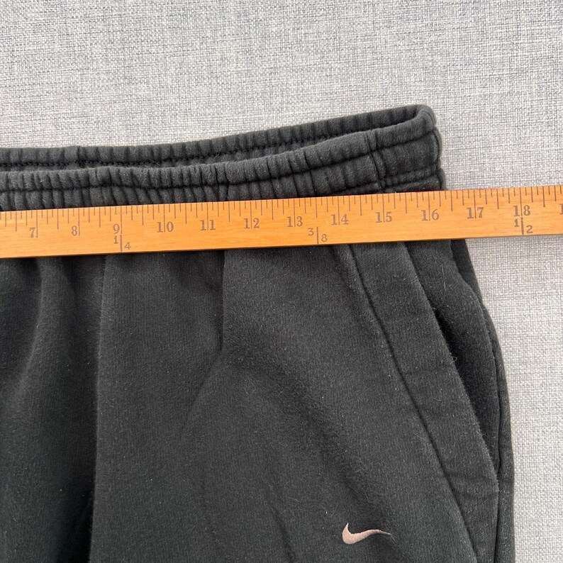 VTG Y2K Nike Fleece Sweatpants Joggers Men Large Black Athletic Lounge Swoosh image 5