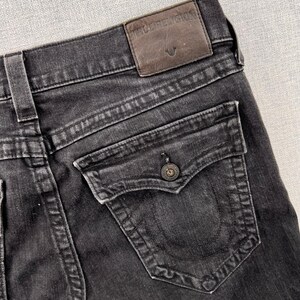 True Religion Ricky Relaxed Straight Jeans Mens 36x31 Black USA Made Denim Flaps image 4