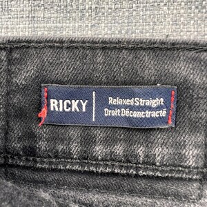 True Religion Ricky Relaxed Straight Jeans Mens 36x31 Black USA Made Denim Flaps image 5