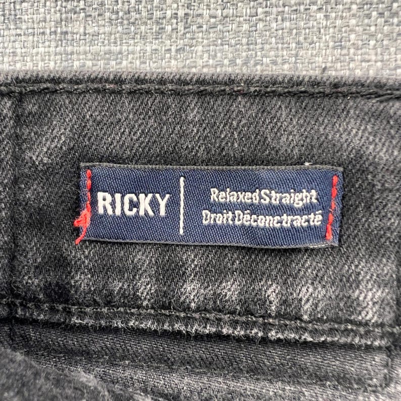 True Religion Ricky Relaxed Straight Jeans Mens 36x31 Black USA Made Denim Flaps image 5