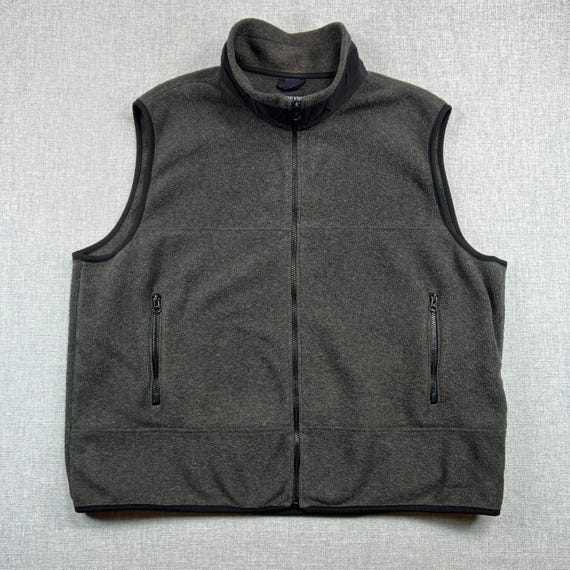 Vintage 90s Lands End Polartec Fleece Sherpa Vest Men XXL Gray 