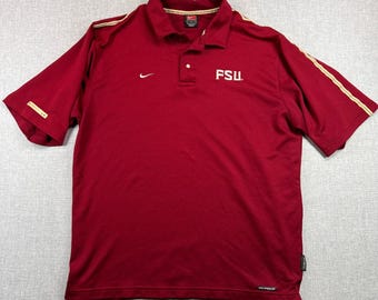 Nike Team Y2K FSU Florida State Seminoles Polo Shirt Men L Sphere Dry College