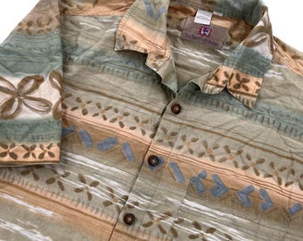 VTG 90s The Territory Ahead Hawaiian Camp Shirt Men Large Tribal Cotton Resort