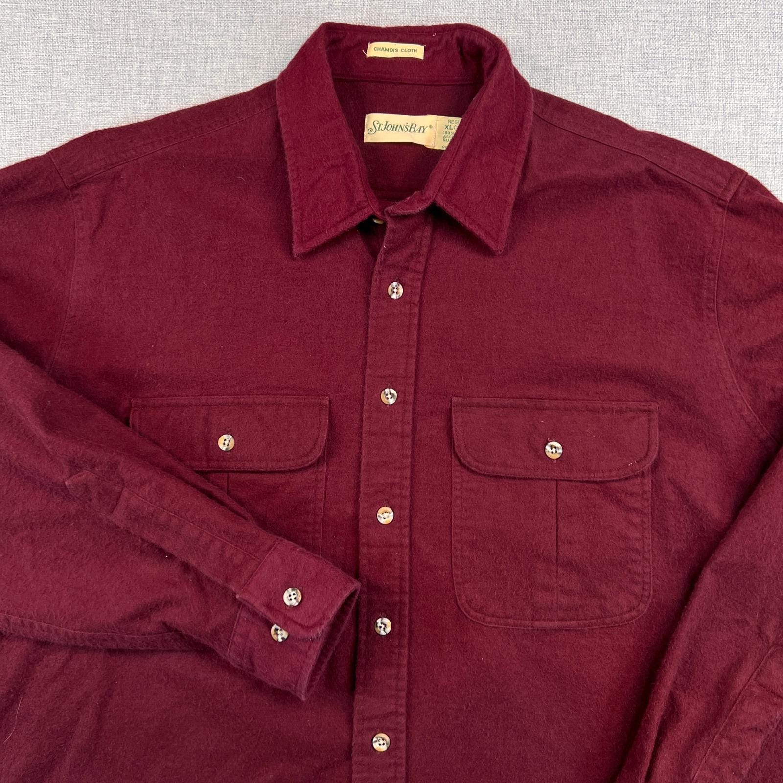 Chemise Homme St Johns Bay En Flanelle Coton Poids Lourd - Taille XLT, Bordeaux/gris