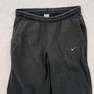VTG Y2K Nike Fleece Sweatpants Joggers Men Large Black Athletic Lounge Swoosh image 3