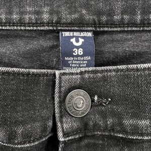 True Religion Ricky Relaxed Straight Jeans Mens 36x31 Black USA Made Denim Flaps image 6