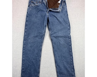 VTG 90s Wrangler Fleece Lined Jeans Men 32x31 Blue Denim Workwear Utility Rugged