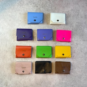 Portafoglio piccolo in pelle fatto a mano, Portafoglio compatto colorato, mini, mini, idea regalo, made in Italy, accessorio artigianale