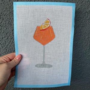 Handpainted Needlepoint Canvas | Aperol Spritz