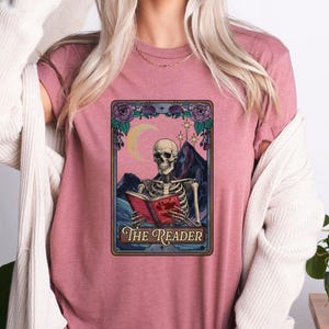 The Reader Tarot Card Shirt, Skeleton Reading Shirt, Unisex Tarot Card Shirt, Book Lover Gift, Bookish Gift,Tarot Lover Gift