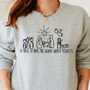 Sweat-shirt de Noël chrétien, pull crèche, chemise crèche de Noël, crèche histoire vraie, cadeaux religieux de Noël, t-shirt Jésus