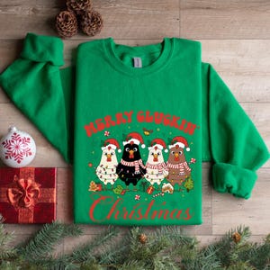 Christmas Chicken Sweatshirt, Funny Christmas Shirt, Chicken Lover Gift, Chicken Holiday Shirts, Womens Holiday Sweaters, Christmas Crewneck