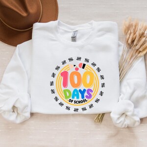 Sweatshirt 100 dagen school, shirt 100 dagen, viering 100e schooldag, studentenshirt, terug naar school shirt, cadeau voor leraar