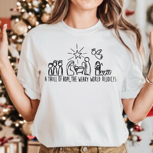 Chemise de Noël chrétienne, pull crèche, chemise crèche de Noël, crèche histoire vraie, cadeaux religieux de Noël, t-shirt Jésus