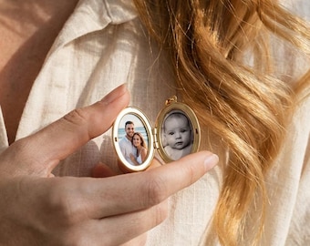 Personalized Photo Locket Necklace with Birthstone – Heartfelt Gift for Mom, Memorial Keepsake Jewelry