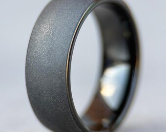 Obsidian Black Tungsten Carbide Ring: Sandblasted Crystalline Men's Band