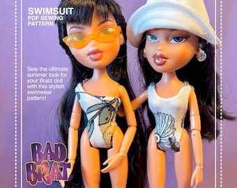 Bratz Doll Swimsuit Sewing Pattern – 2 Styles Included – PDF DIY Printable Pattern