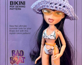 Bratz Doll Bikini Sewing Pattern – Printable PDF Halter Top & High-Waist Bottoms