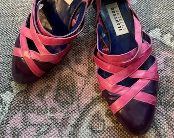 Zapatos planos vintage de piel Fratelli Rossetti: mocasines italianos tejidos de los años 80 (talla 36 1/2)