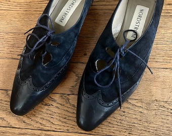 Vintage Nordstrom Spectator Schuhe: Blaue Wildleder- & Leder-Schnürschuhe, Größe 8 M