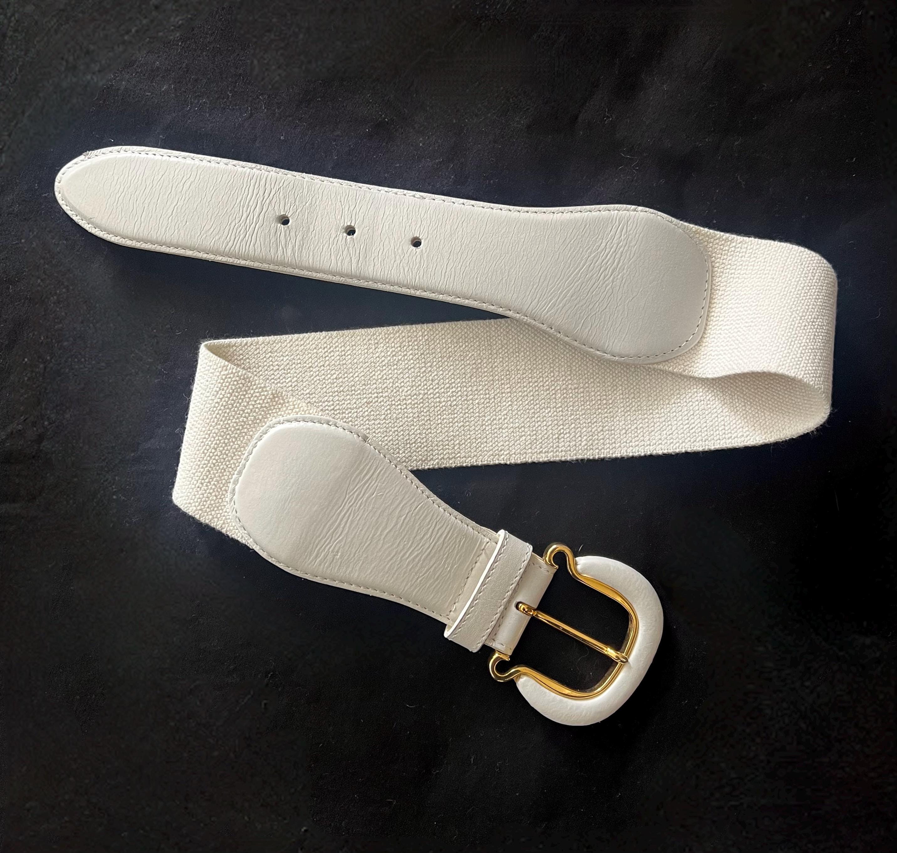 Vintage 80s Statement Belt Stretch Weave White 80 main image 2