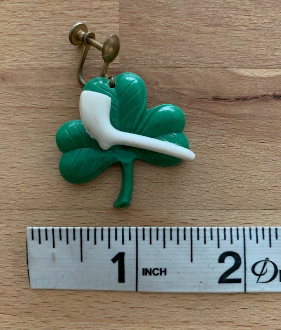 Vintage 1940's Green and White Plastic Four Leaf … - image 6