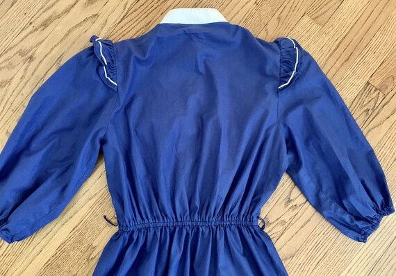 Vintage 1980's Royal Blue Cotton Day Dress with R… - image 4