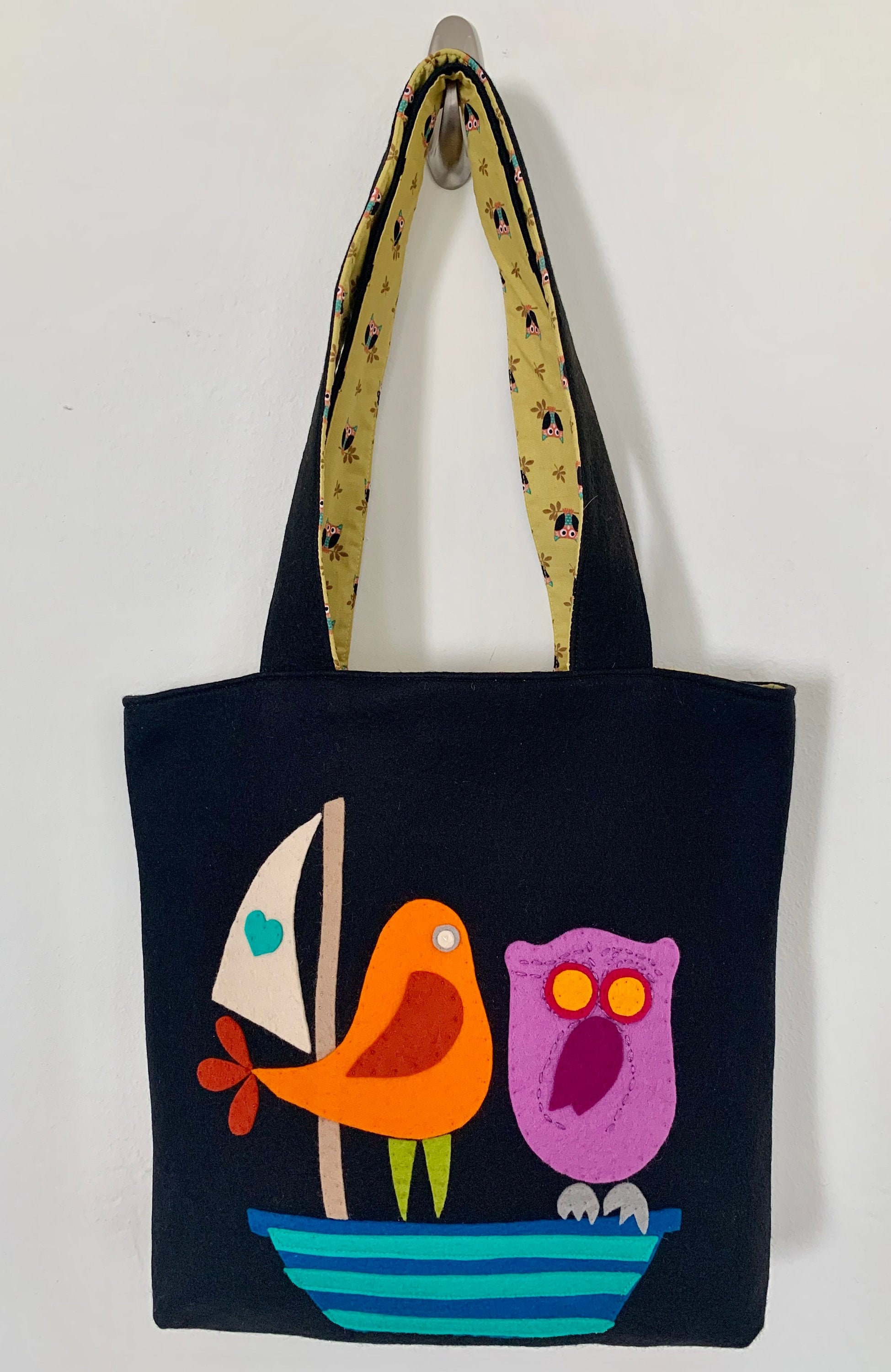 Handgemaakte 100 wol zwart vilt herbruikbare tote doggie tas Etsy