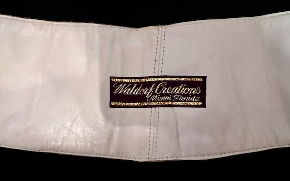 80s White Leather Belt | Vintage Statement oversized feminine belt| Fashion forward handmade waist belt