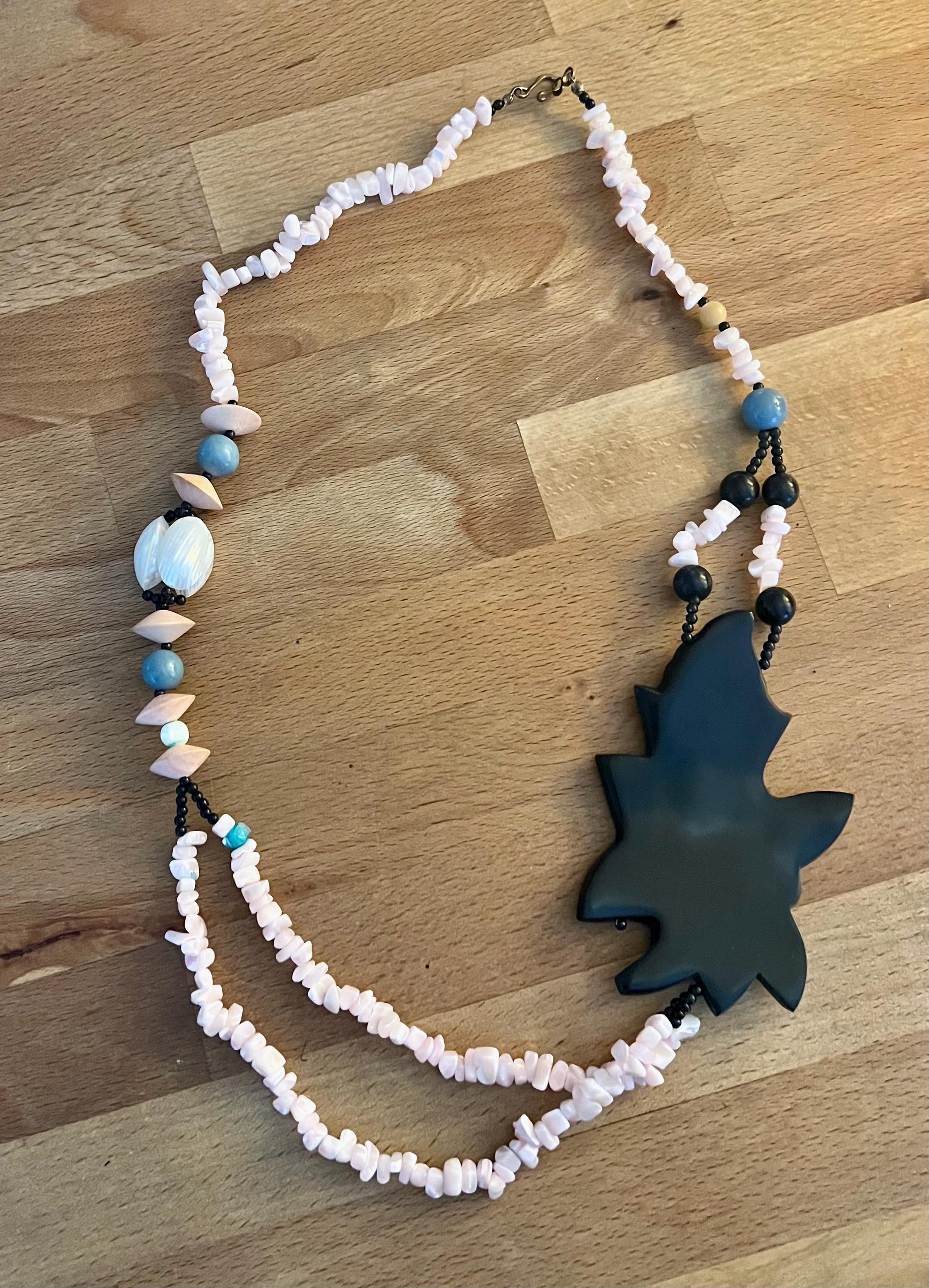 80s Lee Sands Hawaiian Flower Abalone Inlay Puka Shell Beaded