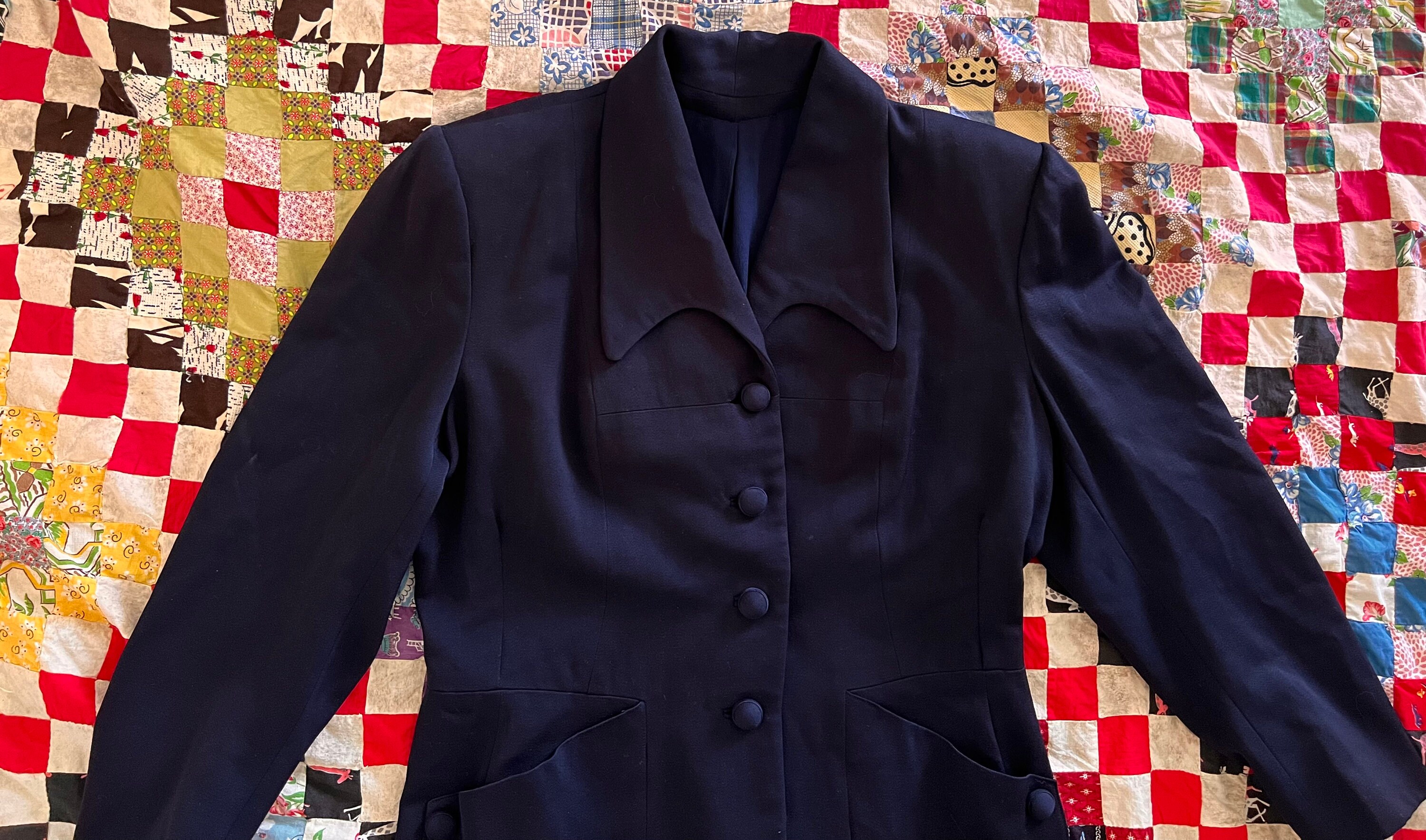 ジャケット・アウター 1940s  navy stand collar jacket 40's] French Vintage Blue Moleskin Stand Collar Work Jacket