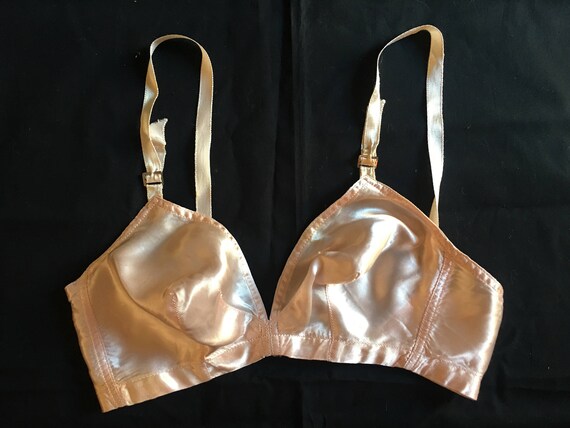 Vintage 1920's Peach Satin Bralette by Cetra XS Bu