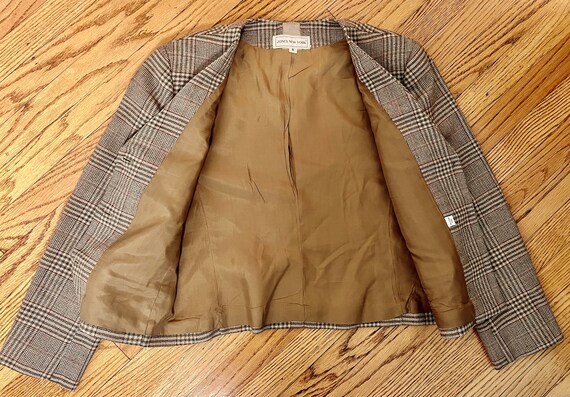 Classic 1980s 2 Piece BrownWool Plaid Skirt Suit … - image 4