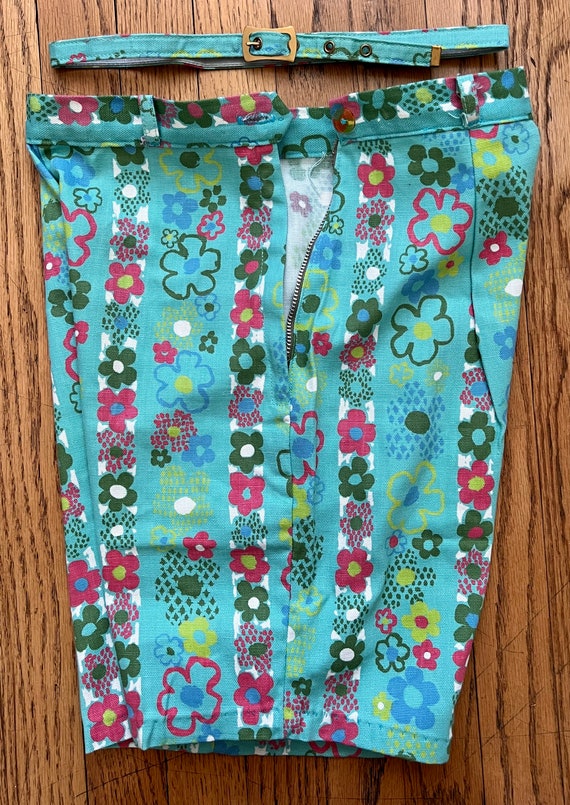 Adorable Kids 1960s Bright Turquoise Green Floral… - image 3