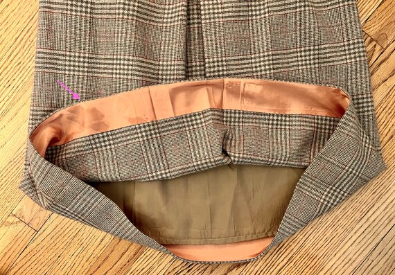 Classic 1980s 2 Piece BrownWool Plaid Skirt Suit … - image 9