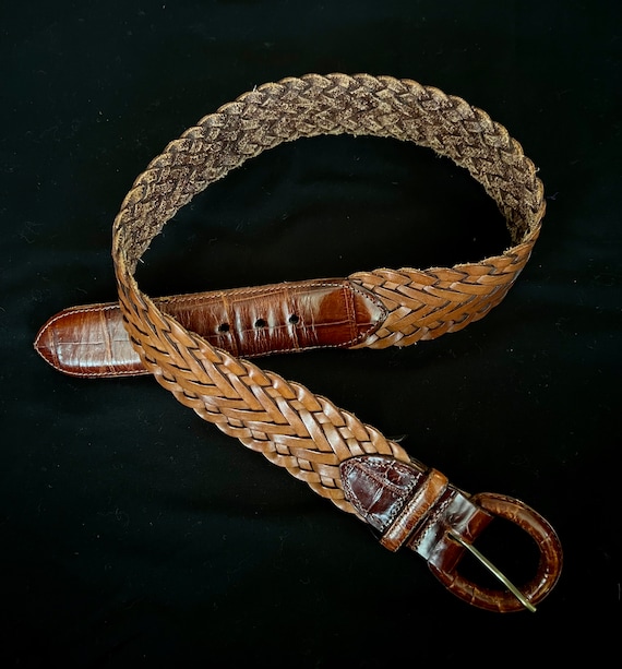 Brighton Alligator Buckle Belt leather Small Vintage Brighton Brown Crocodile Leather Belt With Silver  main image 2