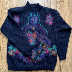 Vintage mohairblandad tröja: 90-tals Studio Michelle Stuart Graphic Knit