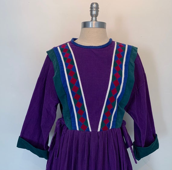 Gorgeous Vintage 1980's Purple Corduroy with Quil… - image 3