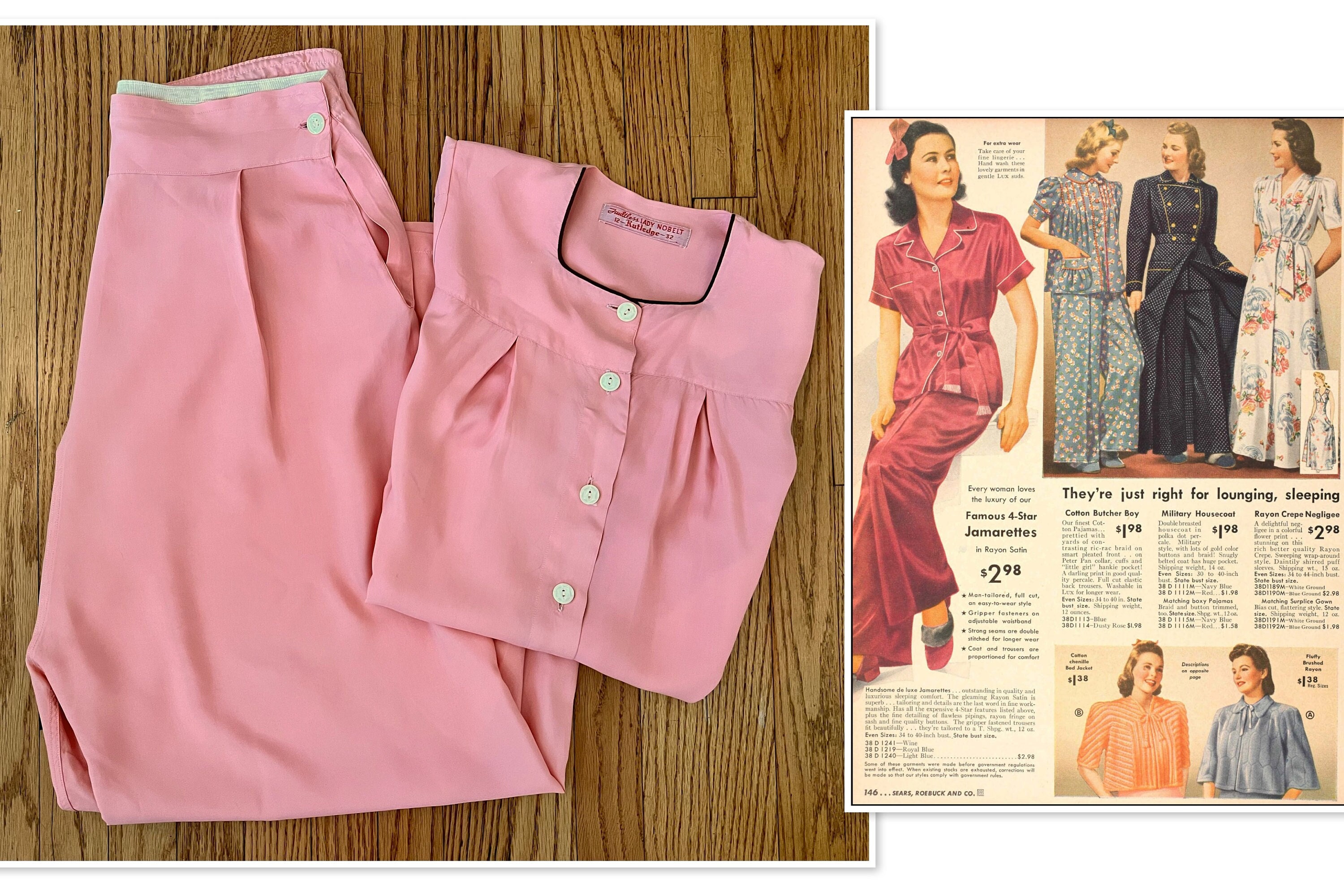1940s 40s vintage pajama front tie crop top sewing pattern loungewear skirt  high waist shorts Bust 32 b32