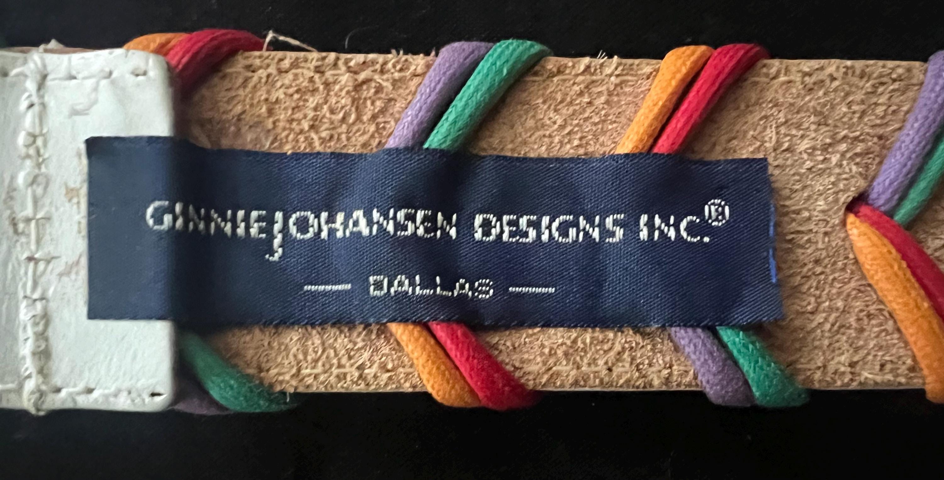 80s Woven Leather Belt: Ginnie Johansen White Belt, Colorful  display picture 1