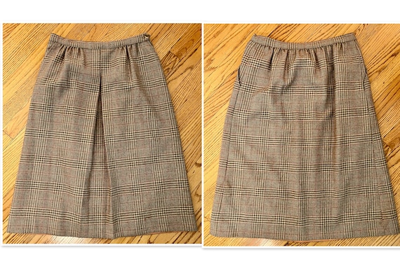 Classic 1980s 2 Piece BrownWool Plaid Skirt Suit … - image 5