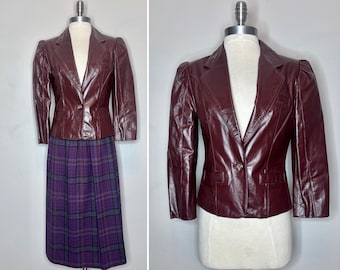 80s Wilsons Suede Leather Jacket: Oxblood Vintage Fitted Blazer XS