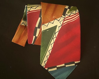 90s Geometric Silk Necktie: Bill Robinson, Made in Italy