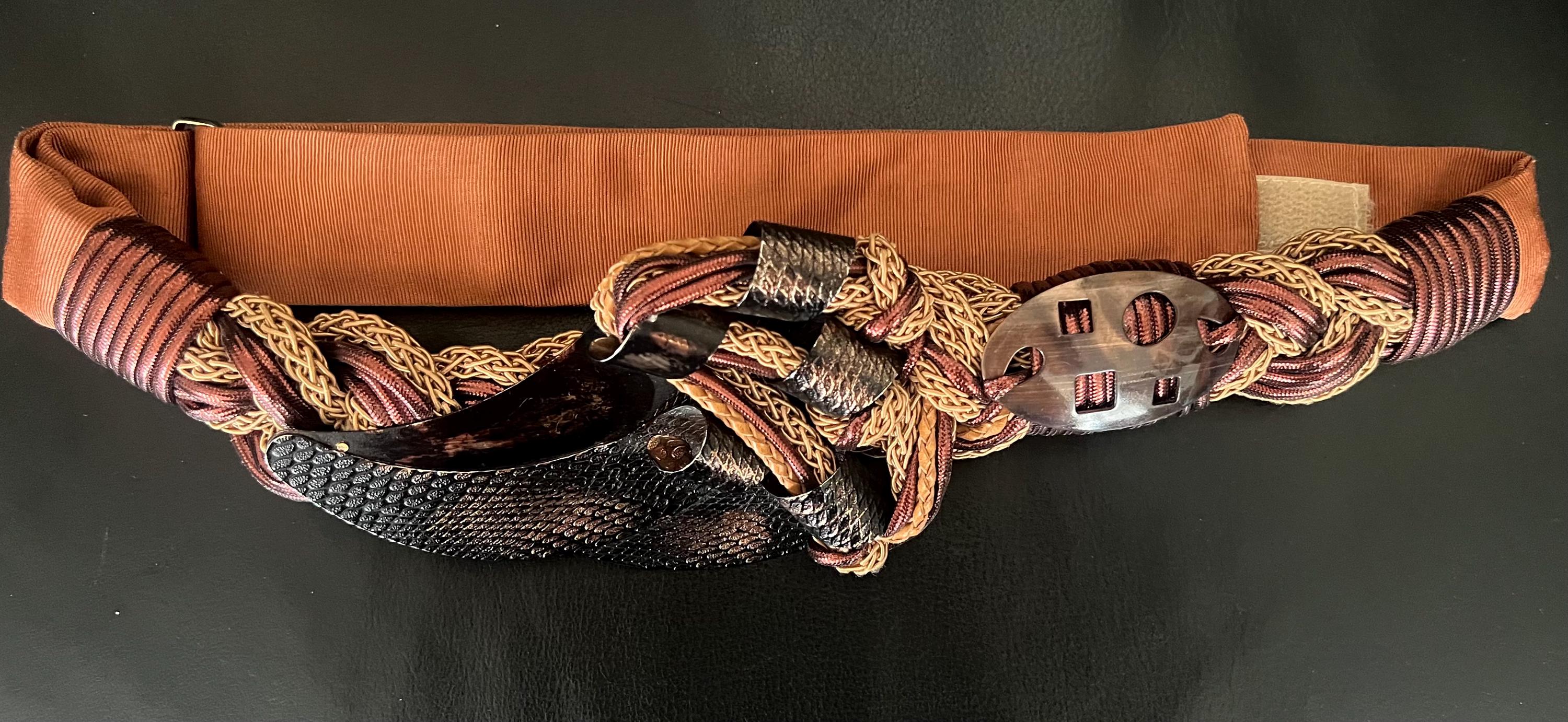 1980s Carolyn Tanner Wearable Art Belt: Copper Braid 