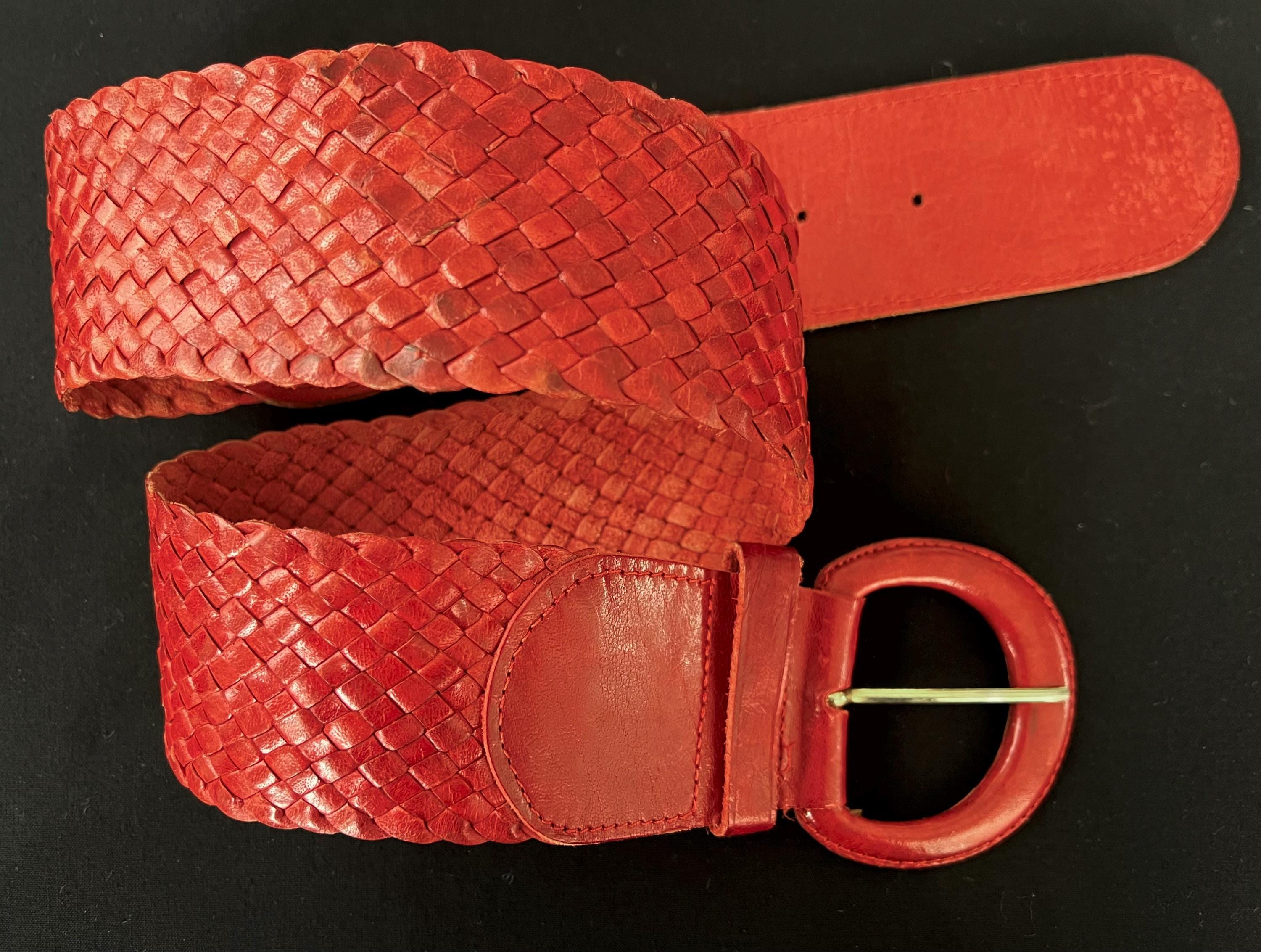 MAGID vintage Red LEATHER HOOK BELT big golden buckle ornate pirate punk 90s MED Antique Gold Pirate Skull Engraved Punk Unique 3D Belt  main image 2