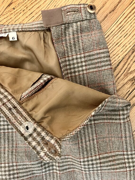 Classic 1980s 2 Piece BrownWool Plaid Skirt Suit … - image 7